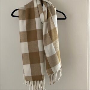 J Crew Buffalo Check Tan and White Scarf